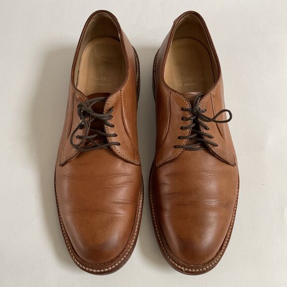 Alden 9501 Natural Chromexcel Plain Toe Blucher Lace Up Dress Shoes 8 D main image 14